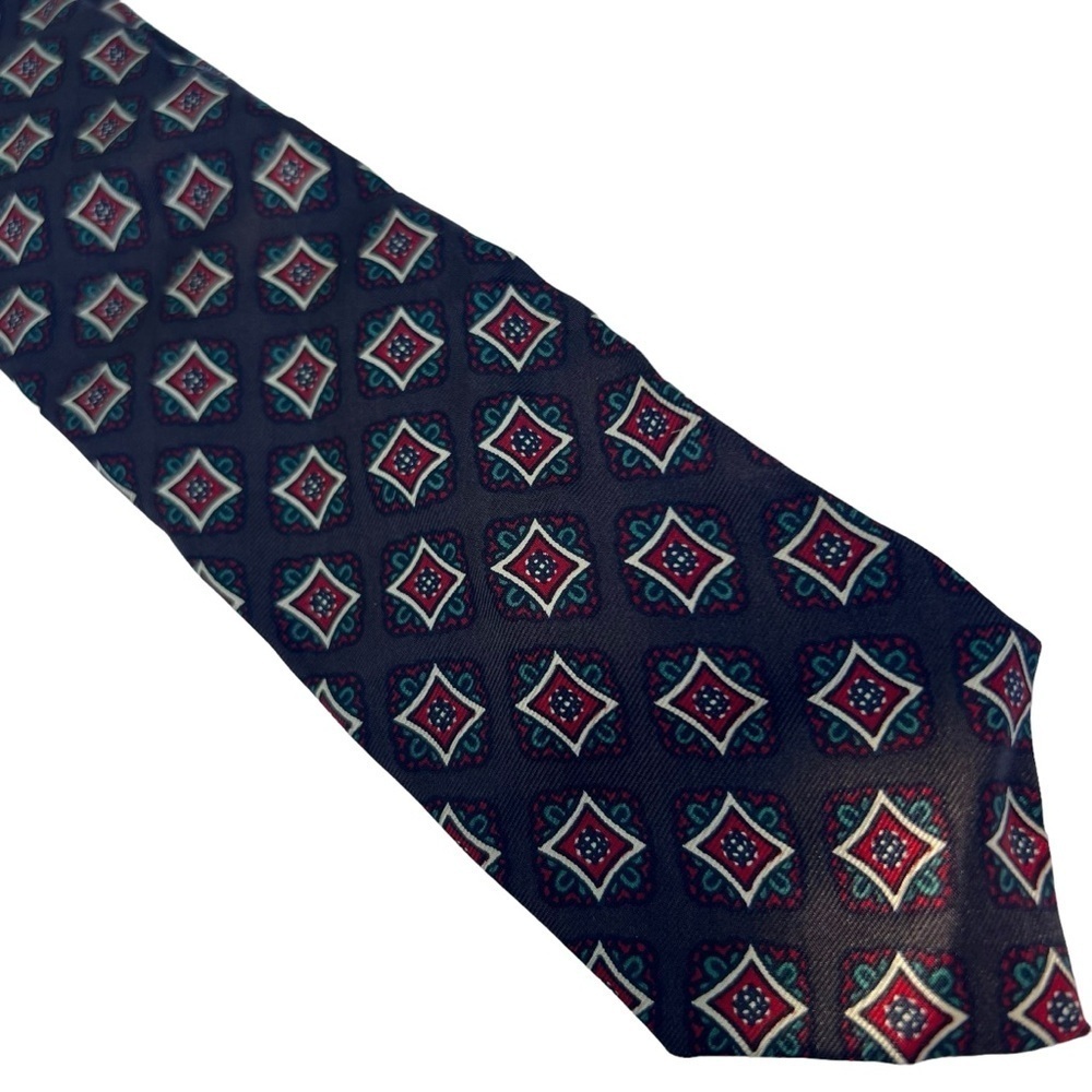 Vintage BROWN Dayton’s Men’s Silk Tie England Made Red Fall Perfect Hand Printed